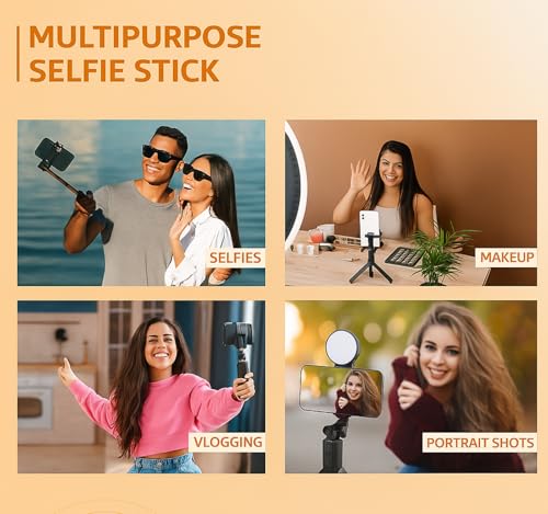 Image of Portable R16K UltraWide Tripod Selfie Stick with 3-Mode Brightness | 5.9 Feet Height for Scenic Shots & Live Content