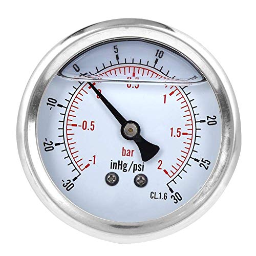 Fafeicy Manometer Mit Ölfüllung – Vakuum-Druckmesser 1/4 BSP, Edelstahl, Für Wasser, Luft & Co.