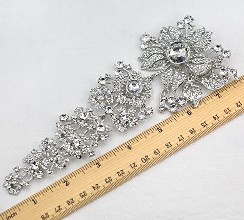 Image of Gyn&Joy 7.59 Inch Crystal Large Wedding Bouquet Brooch Pin