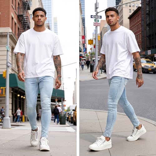 Image of GINGTTO Skinny Jeans Men Slim Fit Stretch Tapered Leg