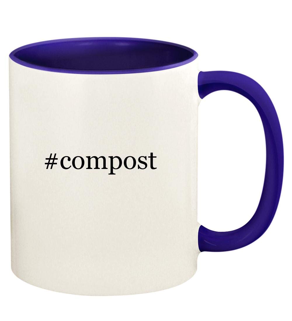 #compost - 11oz Hashtag Ceramic Colored Handle and Inside Coffee Mug Cup, Deep Purple