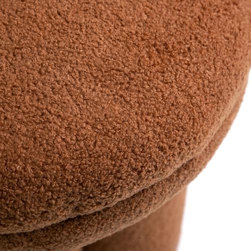 Furniture of America Rami Modern 17-inch Mushroom-Shape Upholstered Ottoman with Tri-Pillar Pedestal, Vanity Stool Chair, Small Foot Stool for Bedroom, Living Room, Entryway, Saddle Brown by Furniture of America - Image 9
