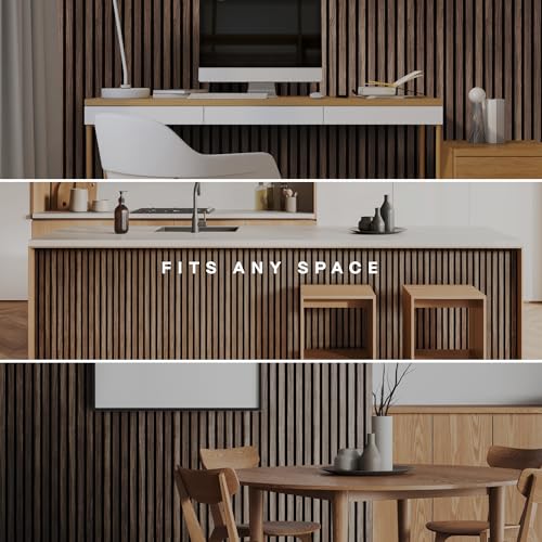 Image of 2-Pack Wood Panels for Wall - Acoustic Wood Slat Wall Panels, Soundproof Wooden Paneling for Interior Decor