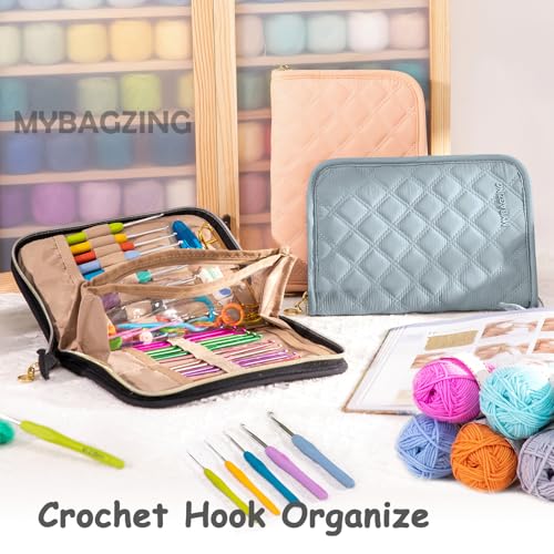 Image of MYBAGZING Crochet Hook Set with Storage Case - 14 Ergonomic Crochet Hooks(2mm(B)-10mm(N), 10 Stitch Markers, Crochet Organizer for Crochet Needles, Accessories, and Supplies