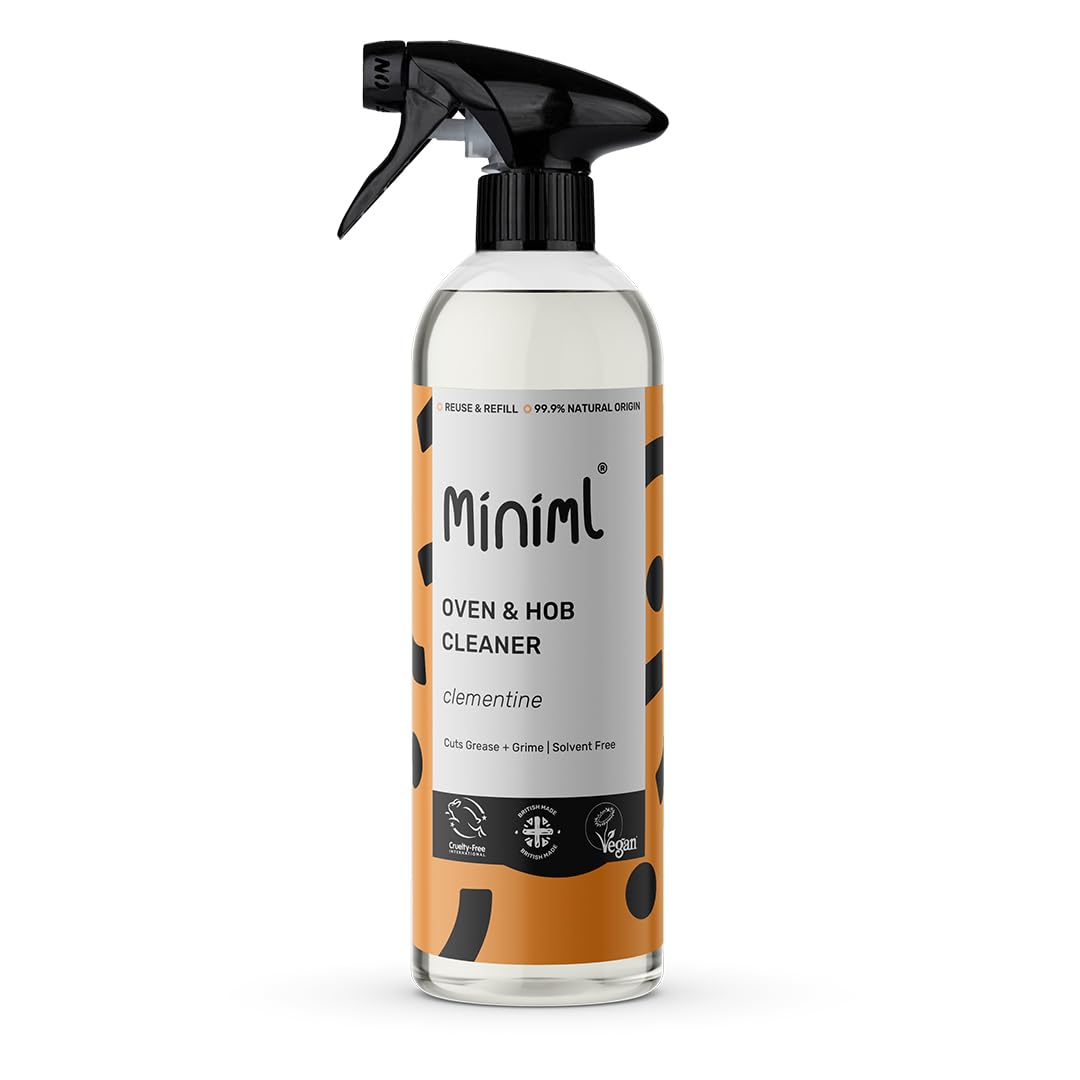 Miniml Oven & Hob Cleaner Spray, 750ml - Clementine Citrus Scent, Powerful Grease & Grime Remover, Solvent-Free, Cruelty-Free, Vegan, Natural & Plant-Based, Quick Dry Cleaning Formula