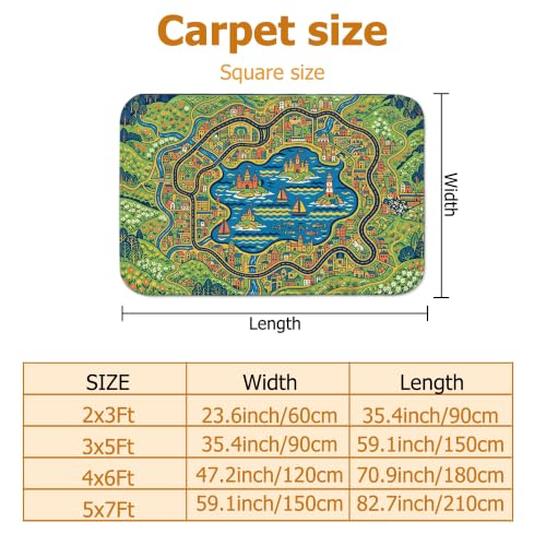 Alfombra de lago verde para cocina y entrada con diseño de árbol 3