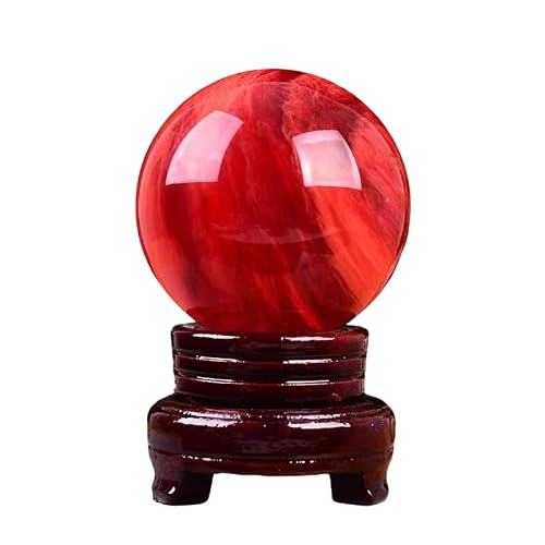 NIBHZ Red Crystal Ball Crystal Ball with Stand Crystal Melted Red Crystal Ball for Feng Shui Fortune Telling Home Decoration Red Crystal Ball,60mm