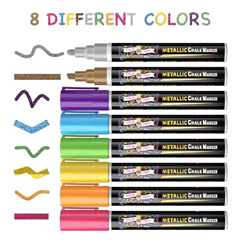 Image of CHALKY CROWN Metallic Liquid Chalk Markers Chalkboard Markers - 8 Pack,6mm