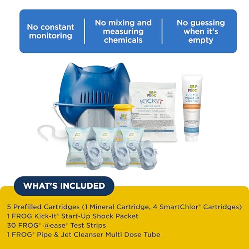 Image of FROG @Ease Floating System and Pipe & Jet Cleanser for Swim Spas - Self-Regulating Swim Spa Sanitizer and Deep Clean Purge - Sanitizing Minerals & SmartChlor Technology - 4 Month Fresh Start Bundle