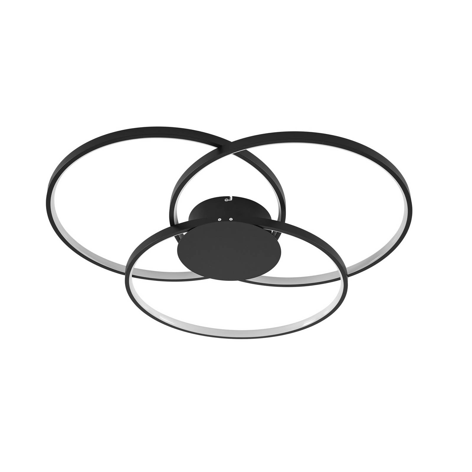 Lindby Black, Light Wood Led Ceiling Light Riley Dimmable (Modern) In Black Made Of Aluminium For E.g. Living Room & Dining (1 Light Source,) From Ceiling Lamp,
