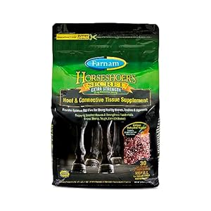 Farnam Horseshoer’s Secret EXTRA STRENGTH Hoof Supplements & Connective Tissue Supplement, Promotes strong, healthy hooves, tendons & ligaments, 3.75 lbs., 30 day supply
