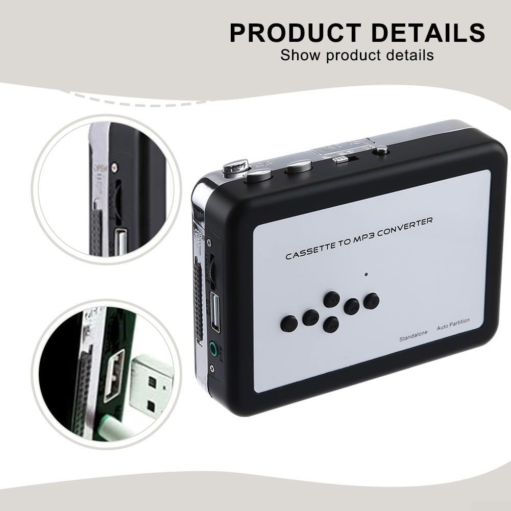 Convertidor de casete a MP3 alimentado por USB para una cómoda conversión de música en cualquier lugar