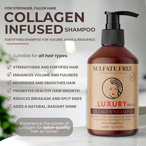 Collagen Hair Shampoo for Women - Salon-Grade Thickening & Growth, Professional Cleansing for Fuller, Healthier Locks, Sulfate-Free, 16.9 oz - Image 3