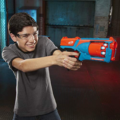 Nerf Elite Strongarm orangefarbener Blaster – Rotationstrommel, Schnellfeuer, 6 Nerf Elite Darts – für Kinder, Teenager, Erwachsene