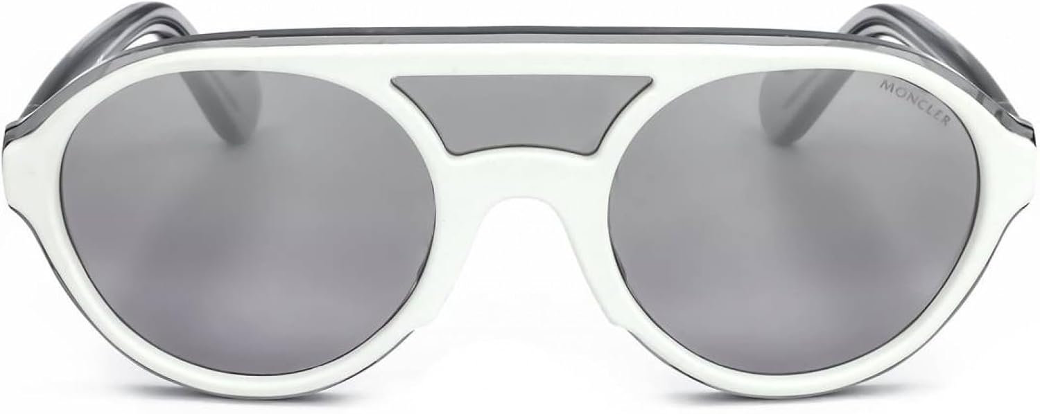 Moncler ML0052 21C Sunglasses White 00/00 Unisex, White (Bianco/Fumo Specchiato), Einheitsgröße