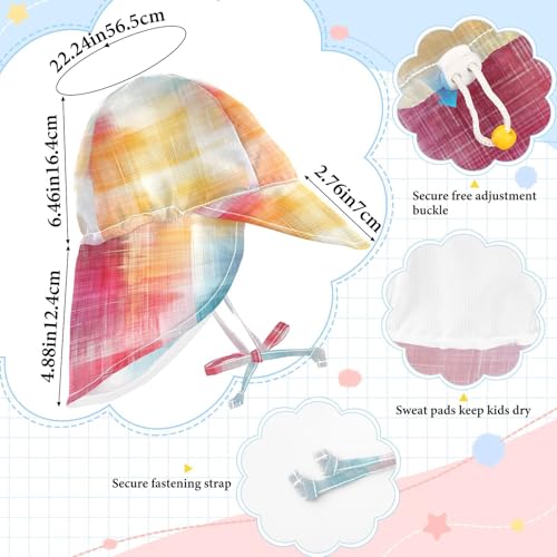 Unisex Baby Sun Hats Boy Caps Baby Girls UPF 50+ Large Brim Traveling Camping Hat Tie Dye Plaid Abstract Multicolor4