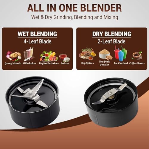 Image of Kanchan Nutri-Blend Mixer Grinder 450 Watt | Blender for Smoothie Juice Puree Masala Chutney, Unbreakable Jars (500ml & 300ml) -SS Blades for Grind & Blend (Copper, 2 Jar)