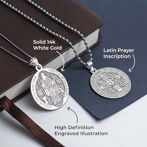 PicturesOnGold.com Saint Benedict Religious Medal - in Sterling Silver, 10K, or 14K Gold3