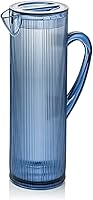 Vista 1 de Elle Decor Jarra de agua acrílica con tapa de 50 onzas, jarra alta azul índigo para jugo, limonada, café helado y barras de mimosa, jarra