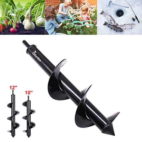 UGarden Garden Plant Flower Bulb Auger 3" x 12" Inch Rapid Planter, Earth Auger Bit, Fence Post Hole Digger Drill Bit- Bulb & Bedding Plant Auger