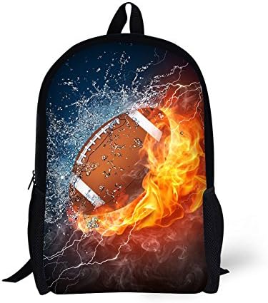 American Football Sports Backpack 17 in Black Boy Backpack,Cool Design Casual Daypack School Bookbags for Man/Kid/Girl/Woman