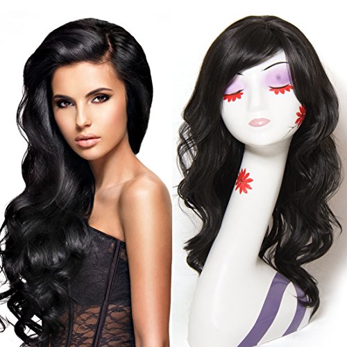 Buladou Hair Kinkys Straight Synthetic Hair Wigs 26 Inch Lace Front Heat Resistant Wigs for Black Women Long High Temperature Wig with 5” Deep Parting Space (KC/Nature Black/L)