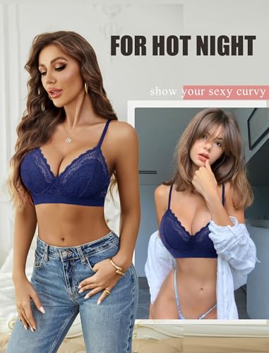 Image of Avidlove Bralettes for Women Lace Racerback Bras Wireless Unlined Bralette Comfy Bra Sexy Lingerie Tops