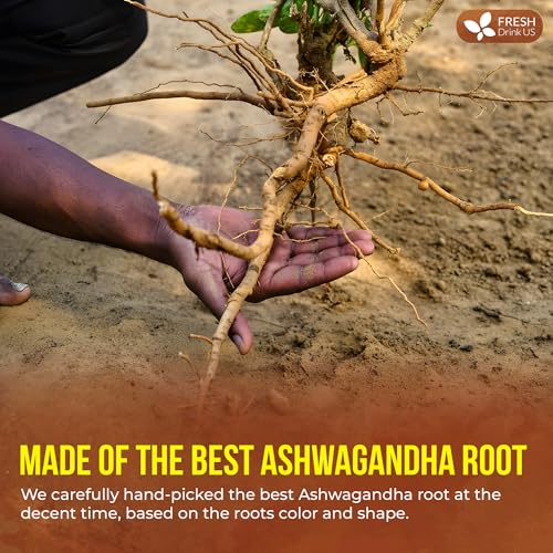 Image of FreshDrinkUS, Premium 20oz Ashwagandha Powder, 100% Natural & Pure, Herbal Tea, No Sugar, No Caffeine, No Gluten, Vegan.