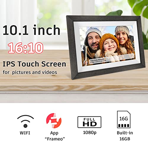 Frameo 10.1 inch Digital Picture Frame WiFi Smart Digital Photo Frame Wood IPS HD 1280 * 800 1080P Touch Screen Auto-Rotate Easy Setup to use Free Share Photos and Videos Gift for mon Father Women - image 7