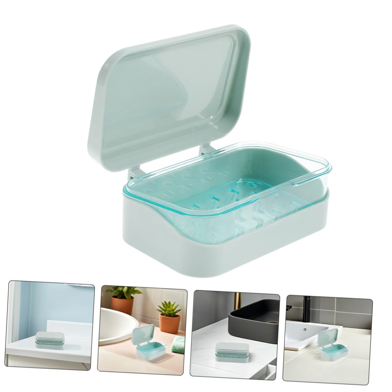 4 Piezas Jaboneras con Tapa y Doble Capa con Drenaje Portátiles y Resistentes Diseño Compacto y Autodesagüe para Baño Camping y Gimnasio de Unidades Azul