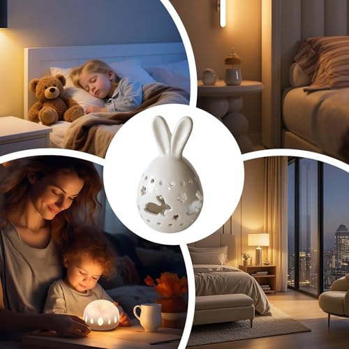 Lampe de table en forme de lapin en céramique blanche pour illuminer votre cheminée - 4