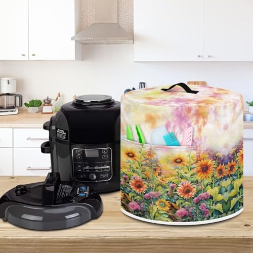 Image of Cozeyat Sunflowers Pressure Cooker Air Fryer Cover,Round Pressure Cooker Dust Cover,Protective Cover with Pocket Kitchen Appliances for Electric Pressure Cooker Air Fryer Rice Cooker Steamer