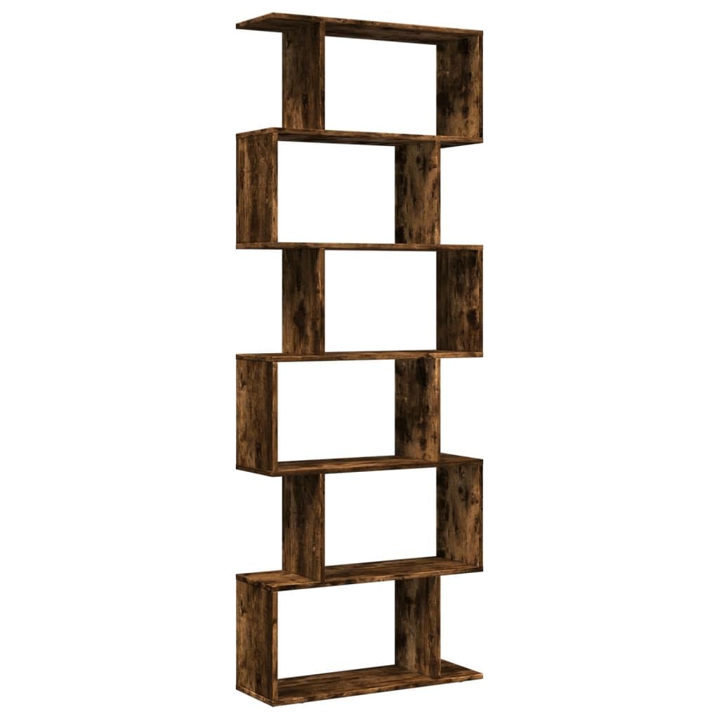 Regał na książki 6 pięter 70 x 24 x 193 cm | Geometryczne wzornictwo, przesunięte półki, materiał drewnopochodny, wszechstronne zastosowanie, łatwe w utrzymaniu