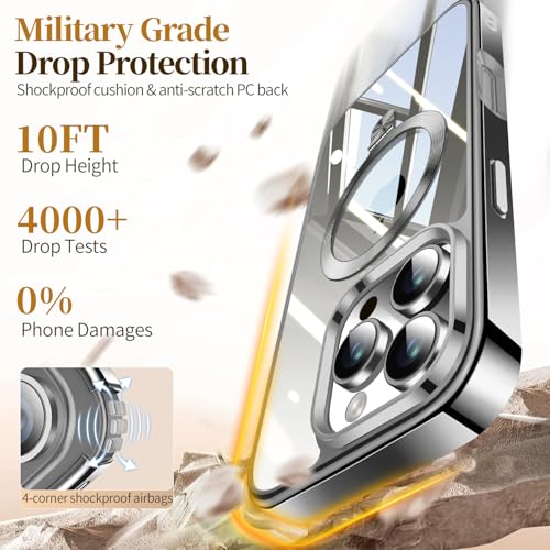 Image of ESTPEAK Titanium Grey CD Mag-Stand Case for iPhone 16 Pro Max Case with Invisible Magnetic Ring, [Fit for MagSafe] [Never Yellowing] Top Clear Phone Case Cover for iPhone 16 ProMax 6.9 inch