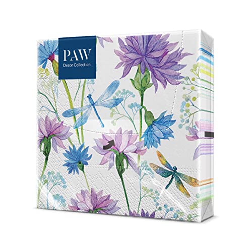 PAW - Serviette Papier 3 Plis (33 x 33 cm) I Lot de 20 I Serviette de Table Papier Idéal pour les Journées Portes Ouvertes, les Événements Familiaux...