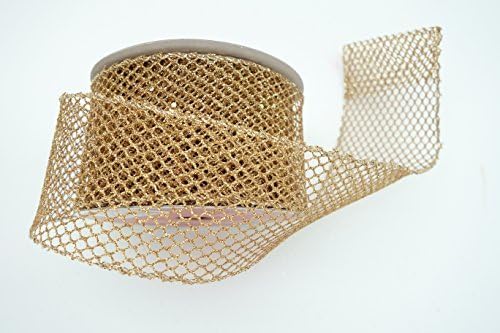 Celebrate IT- Ribbon Bow-tique- Glitter Sequins Net Ribbon (Gold) 2.5 in x 25ft