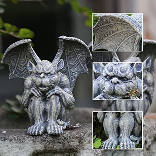 Owmell KT-EM01 Gargoyle Statue Garden Guardian Sculpture Figurine Gothic Indoor Outdoor Garden Decor Statue 7 Inch thumb #5