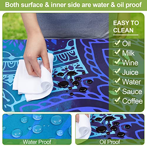 Image of Picnic Table Cover with Bench Covers 6FT 3 Pcs Waterproof Windproof Aesthetic Camping Tablecloth with Drawstring Bag, Fitted for 6 Foot Rectangle Tables and Seats, 72 inch, Dark Blue Green