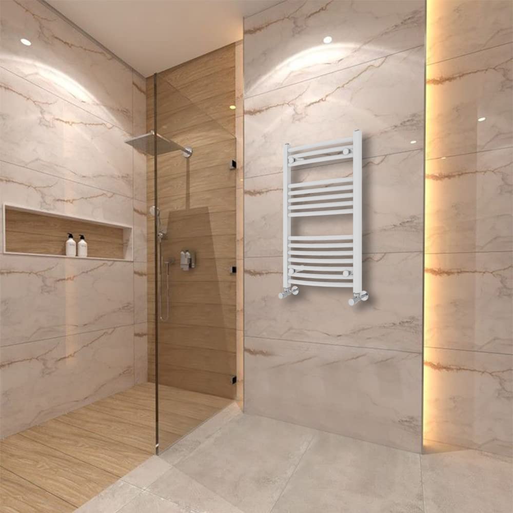 Warmehaus White Curved Heated Towel Rail Radiator Ladder 800X500mm Central Heating Radiators For Bathroom Kitchen