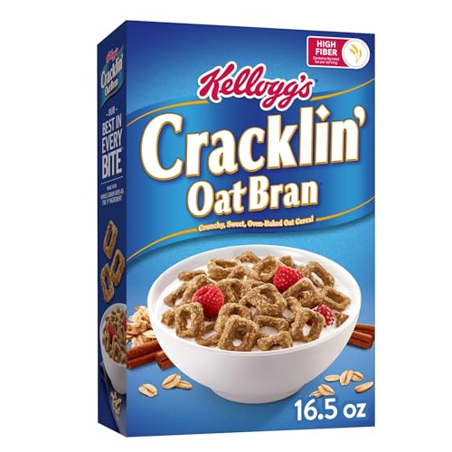 Kellogg's Cracklin' Oat Bran Breakfast Cereal, Fiber Cereal, Family Cereal, Original, 16.5oz Box (1...
