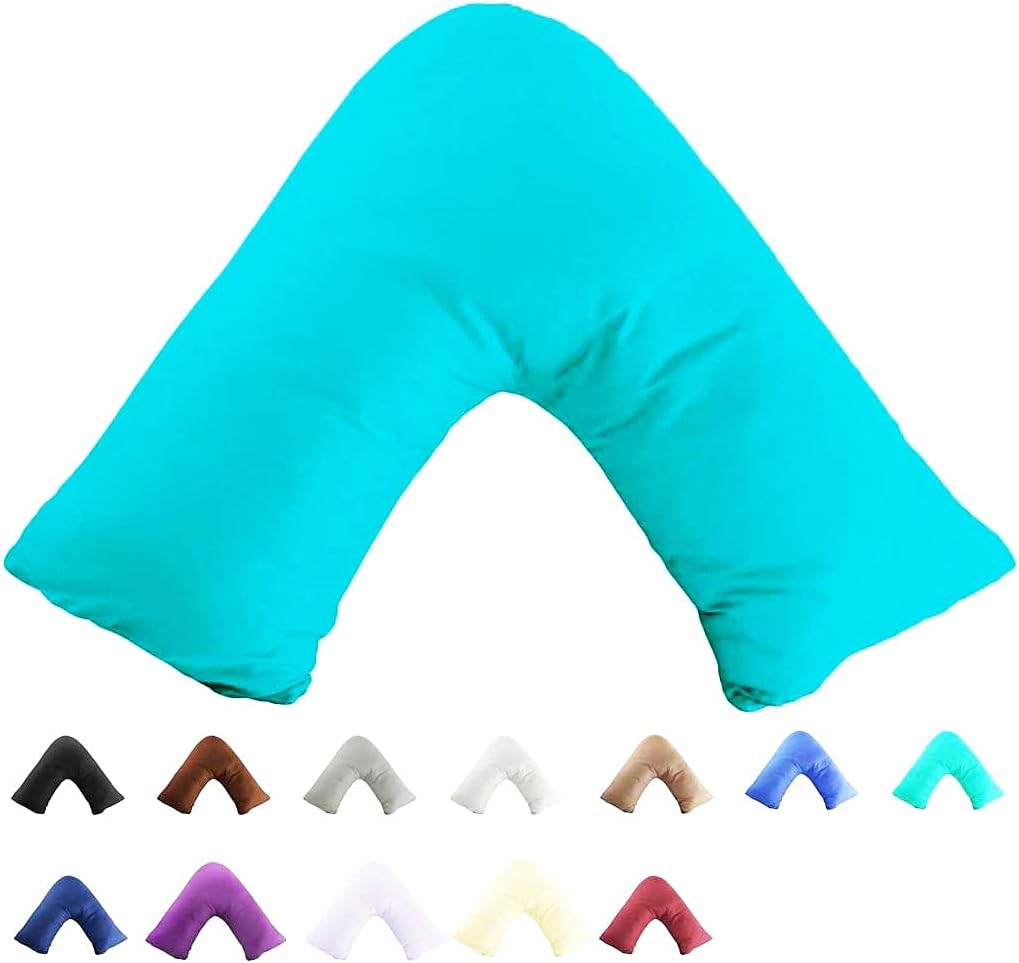 Rohi Teal V Shaped Pillowcase – Soft & Breathable V Pillow Cover – Hypoallergenic Easy Care Triangle Pillow Case – Envelope Closure – Back Support Orthopaedic Nursing V Pillow Cases Covers Only (Teal)