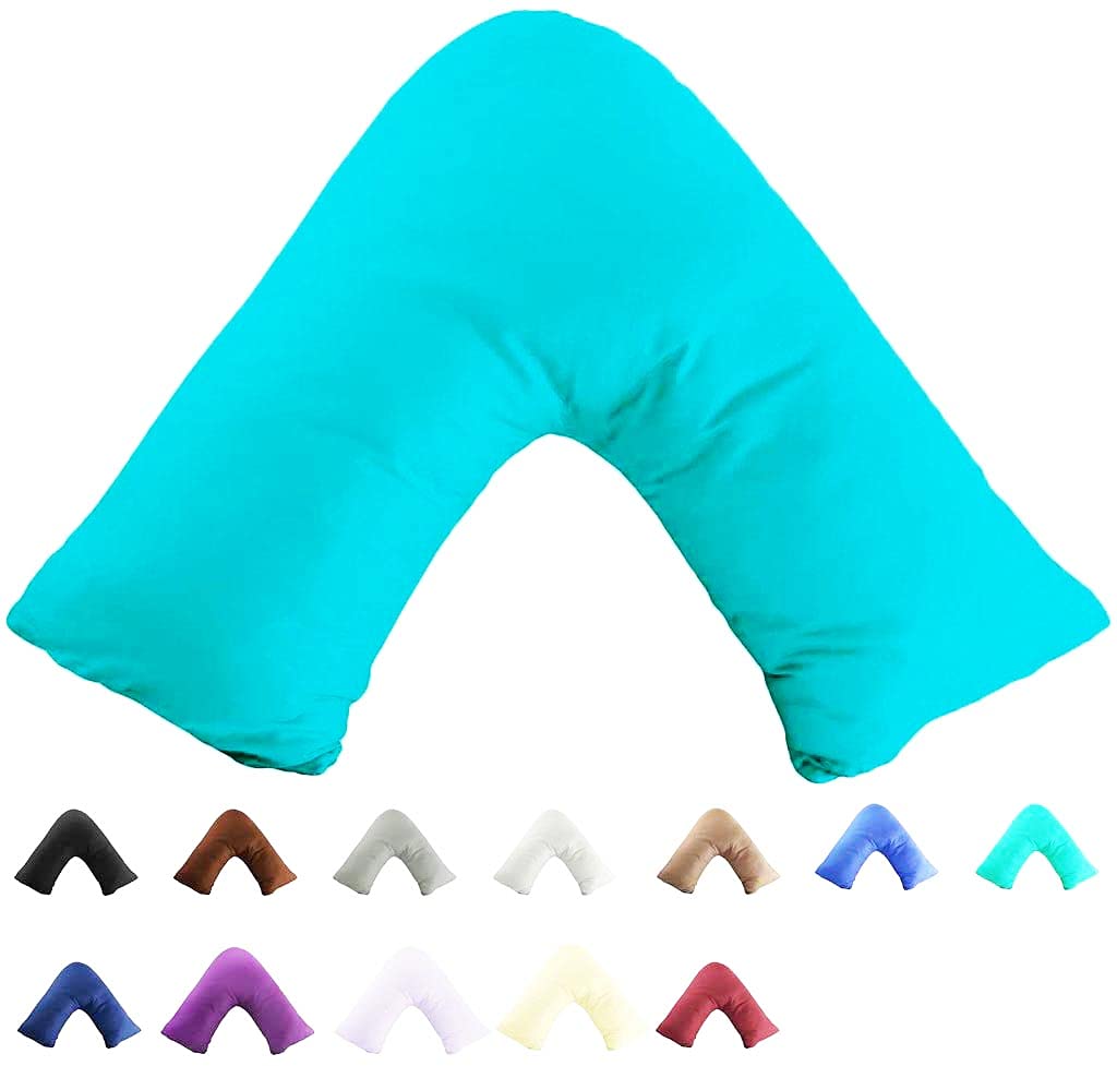 Rohi Teal V Shaped Pillowcase – Soft & Breathable V Pillow Cover – Hypoallergenic Easy Care Triangle Pillow Case – Envelope Closure – Back Support Orthopaedic Nursing V Pillow Cases Covers Only (Teal)