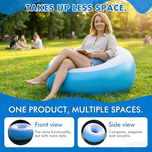 Silla hinchable ligera para ganar espacio en pisos pequeños y usar junto a la piscina interior 4