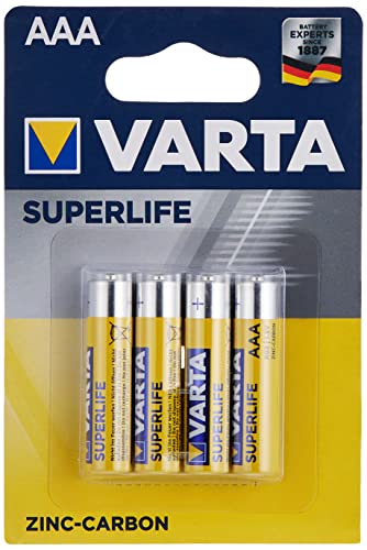 VARTA 10500403 Superlife - Batería de carbón de zinc AAA / R03 con 1,5 V, capacidad 800 mAh, 4 unidades Cover