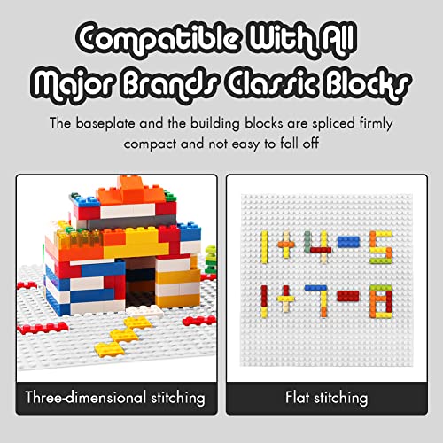 Image of Lekebaby Classic Baseplates Building Base for Building Bricks 100% Compatible with Major Brands-Baseplate 10 inch x 10 inch, Pack of 6 (White)