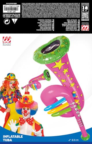 Widmann - Inflatable Tuba 63cm Musical Instrument Circus Clown Costume Accessory, Pink - Image 4