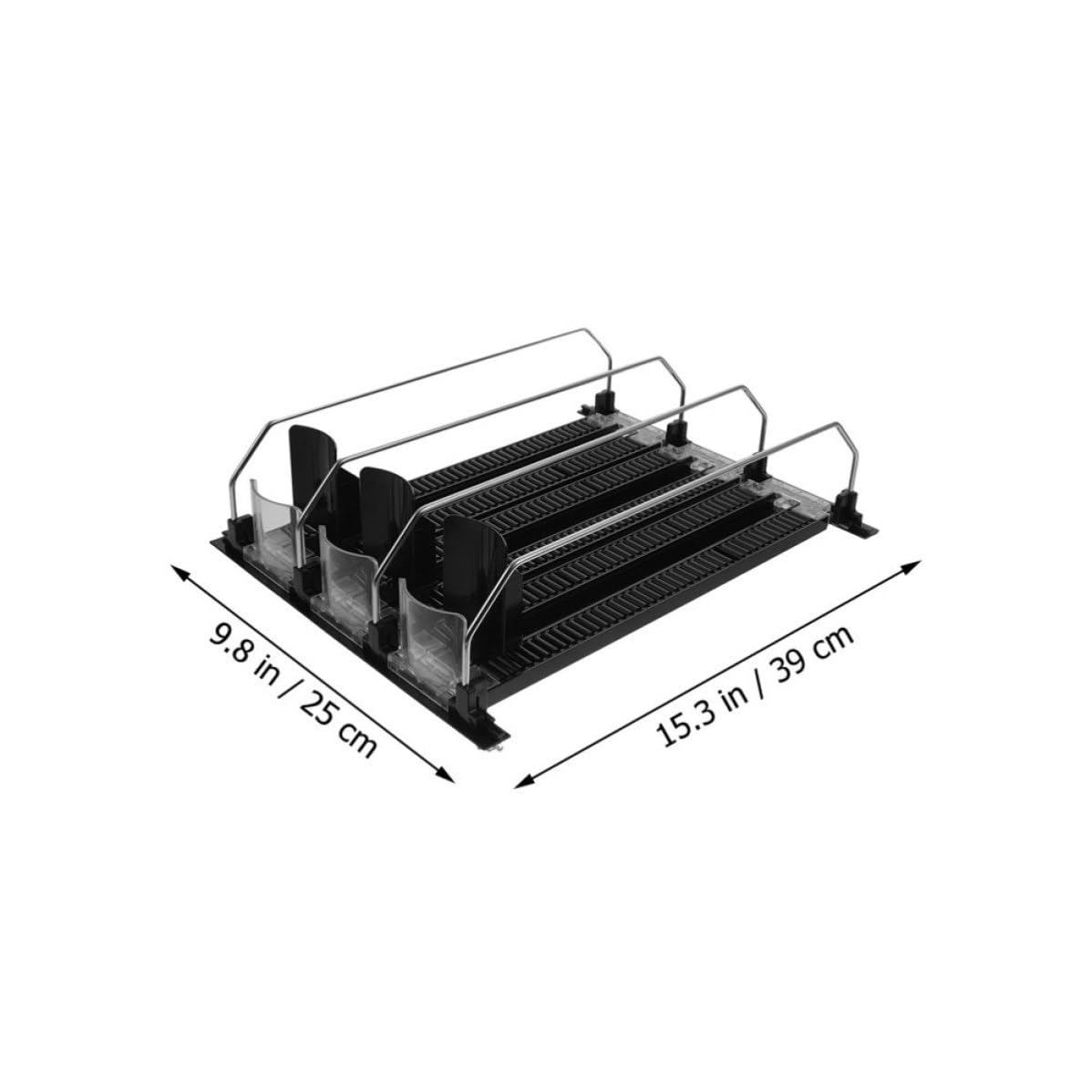 SECFOU Dispensador de Bebidas Automático para Nevera Empujador Seguro, Material Abs y Acero Inoxidable, 3 Piezas para Organización