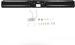 Black Rear Roll Pan with License Plate Light Compatible with 1973-1987 C10 C20 C30 Fleetside Pickup Truck