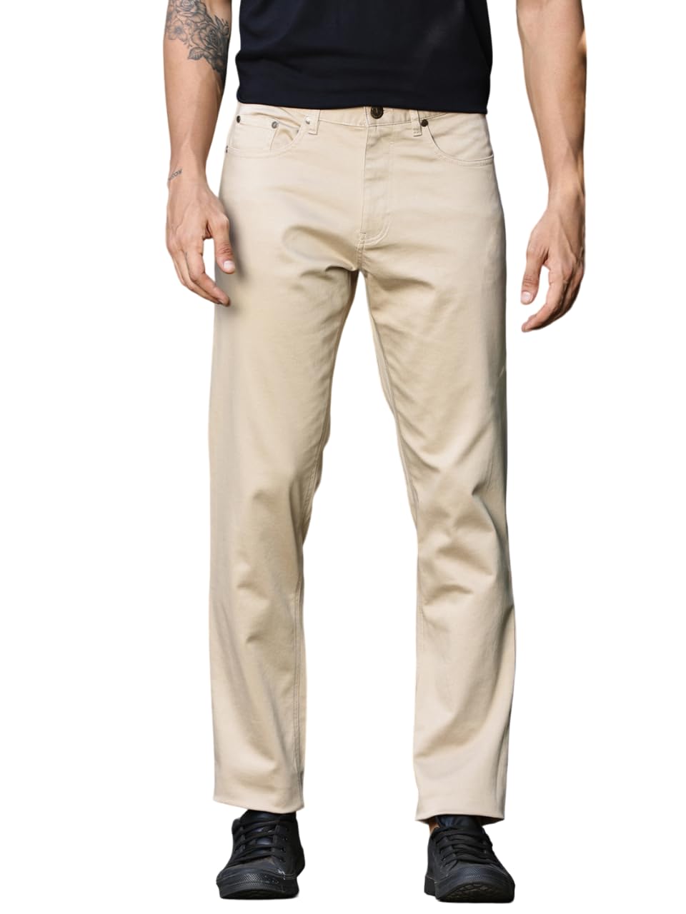 thomas scott Men's | Solid | Light Weight | Breathable Fabric | 4 Pockets | Mid Rise | Slim Fit | Cotton Blend | Button Waist | Chino Trouser | Pants-picture-22