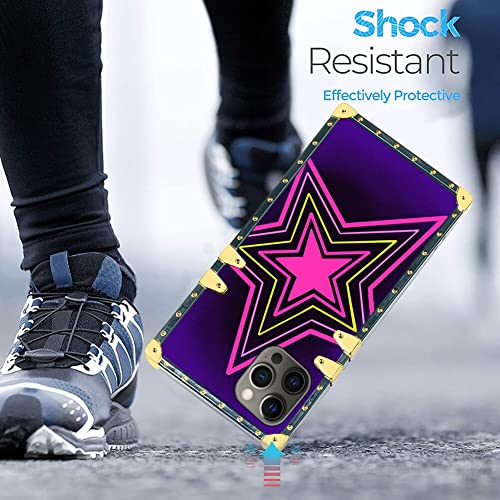 Zhuoshuangtc Square Case For Iphone 12 Pro Max With Animated Star Neon Light Design,Full Body Soft Tpu Metal Plating Corner Shockproof Protection For Iphone 12 Pro Max-496 #TOP2